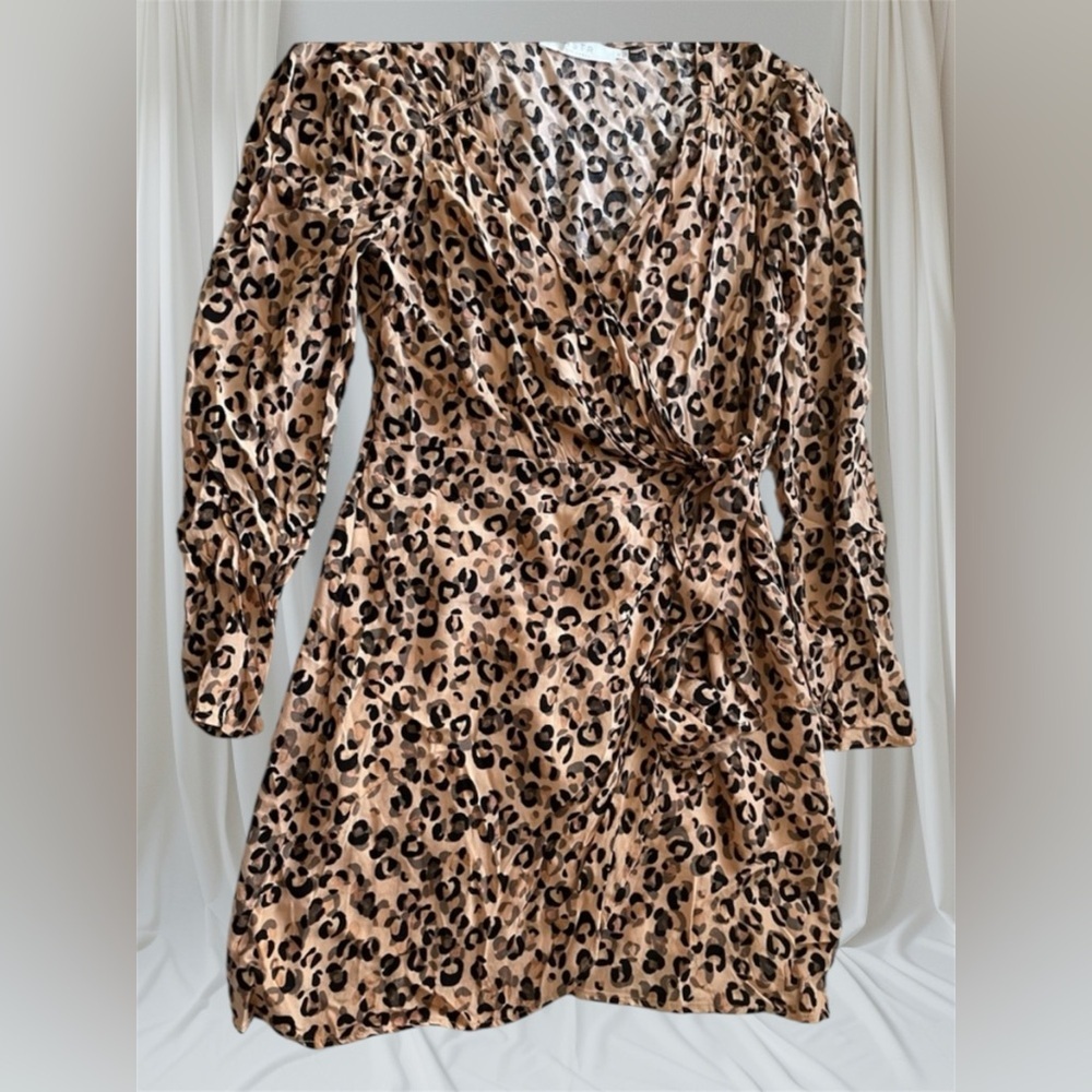 Astr The Label Leopard Print Faux Wrap Long Sleev… - image 5